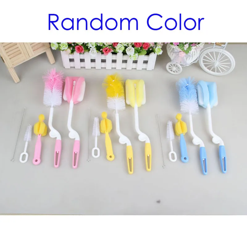 5 шт./компл. детские бутылочки инструмент для очистки губки детские бутылочки набор щеточек Детские Соска чашка щетка для бутылочки для кормления - Цвет: Random Color