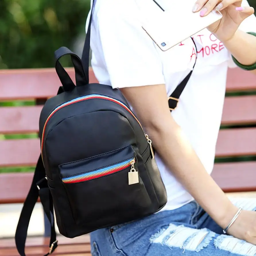 Backpack female Backpacks Girls women s School Bag Cartoon Teenage Leather Travel Escolar Feminina Mochila Black