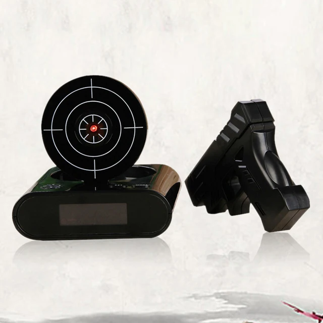Target Shooting Clock Digital LCD Gun Toy Gift Wake Up Infrared Pistol