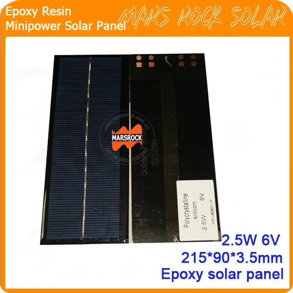 

2.5W 6V 215*90mm PoLycrystalline Small Power Epoxy Resin Solar Panel