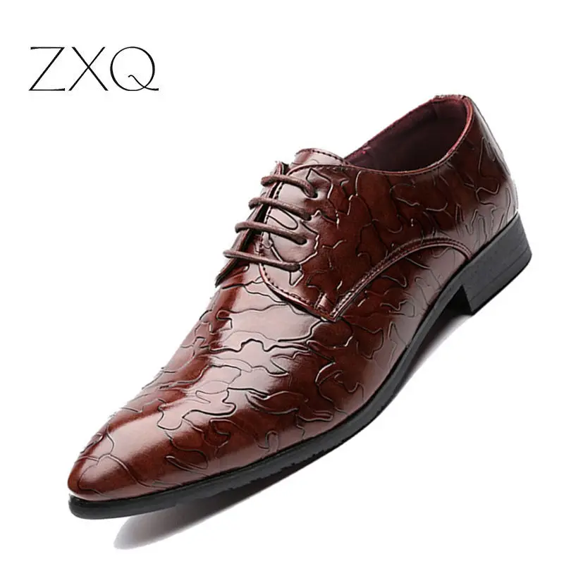 

Plus Size 38-48 Personality Splice Leather Men Formal Banquet Shoes Red Black Pointed Toe Quality Oxford Dress Shoes