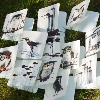 

Free ship!1lot=48pc!Ink bird greeting holiday card / Thank you message business card/holiday festival wish paper card