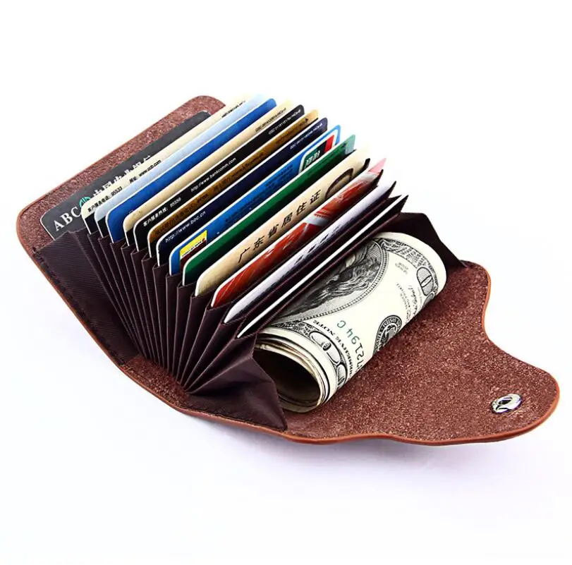 

Fashion Leather Function Card Case Business Card Holder Men Women Credit Card Bag Card Wallet leather money purse