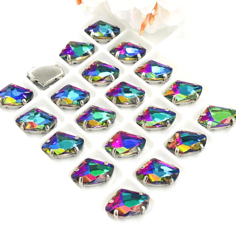 

9x14mm High quality AAAA Glass Crystal sew on rhinestones rainbow color strass loose rhinestones for diy clothing accessories