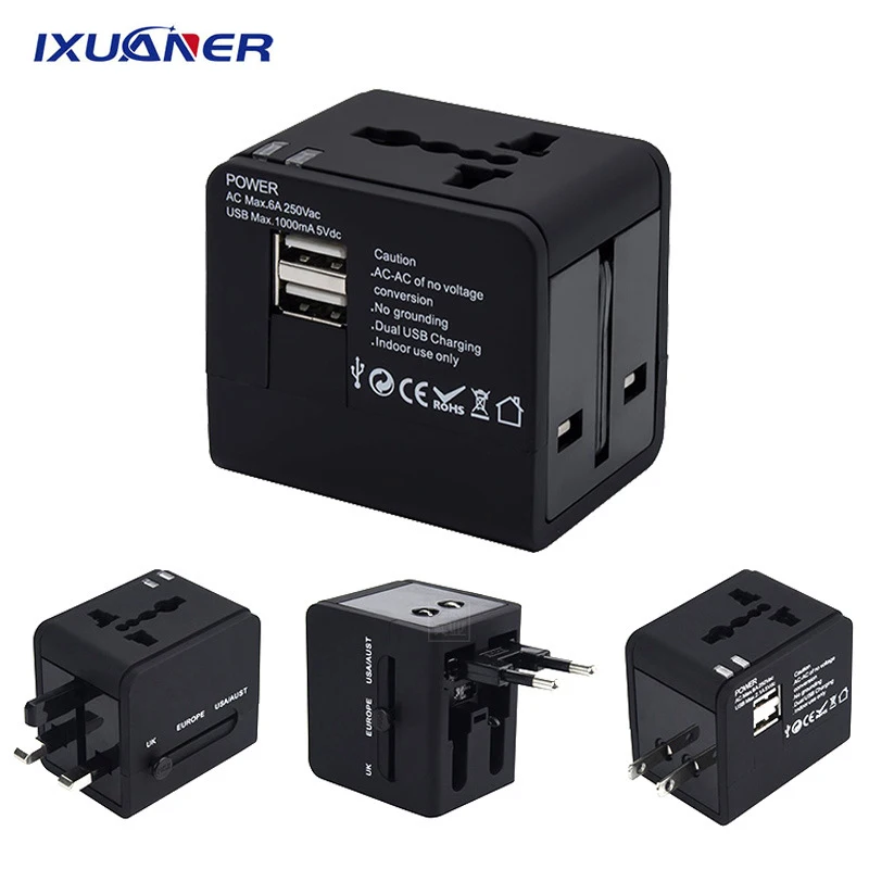 

Mutifunctional Daul USB Charger Universal Travel Power Adapter USB International Plug Socket 1000mA 2100mA US EU UK AU Adapter
