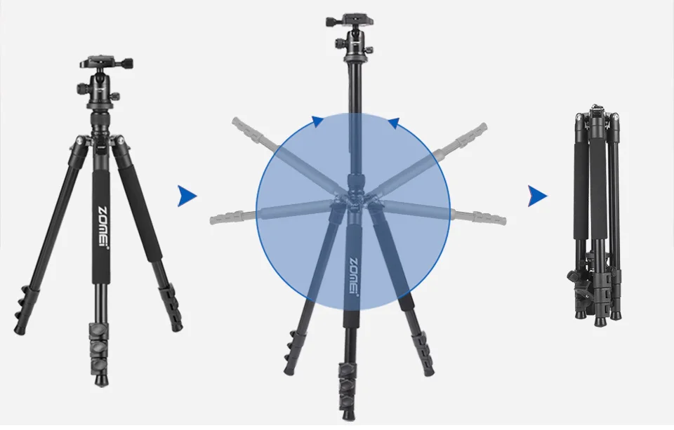Zomei Профессиональный Q555 штатив для камеры легкий алюминиевый штатив для камеры с шаровой головкой для Canon Nikon sony DSLR камеры