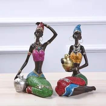 

MRZOOT Sculpture Home Decoration Accessories African Statue Resin Statue Ornaments African Woman Staue Creative Sculpture
