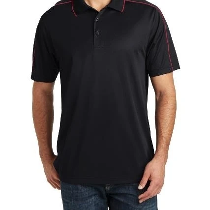 Sport-Tek ST653 Micropique Sport Wick Piped Polo Black & True Red - Extra Small (1)