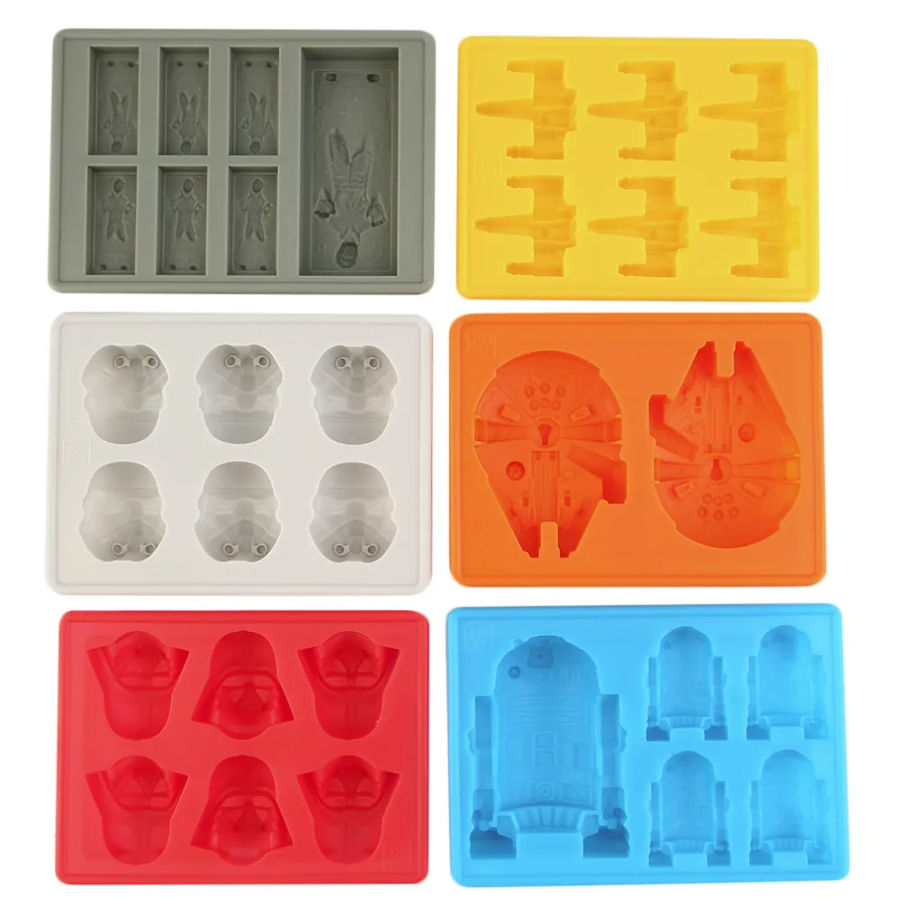 1set=6pcs Silicone Star Wars Ice Cube Tray Ice Mold, Falcon, R2D2,Storm