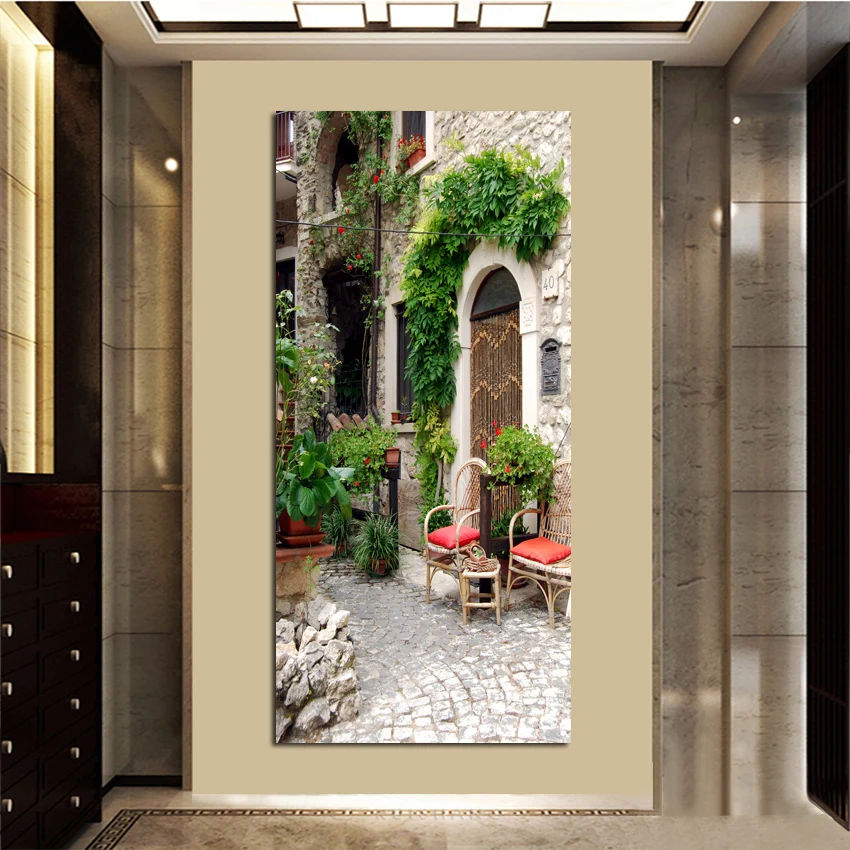 

1 Panel the ancient architectural gardening canvas paintings wedding decoration Modular wall Picture for living room no frame