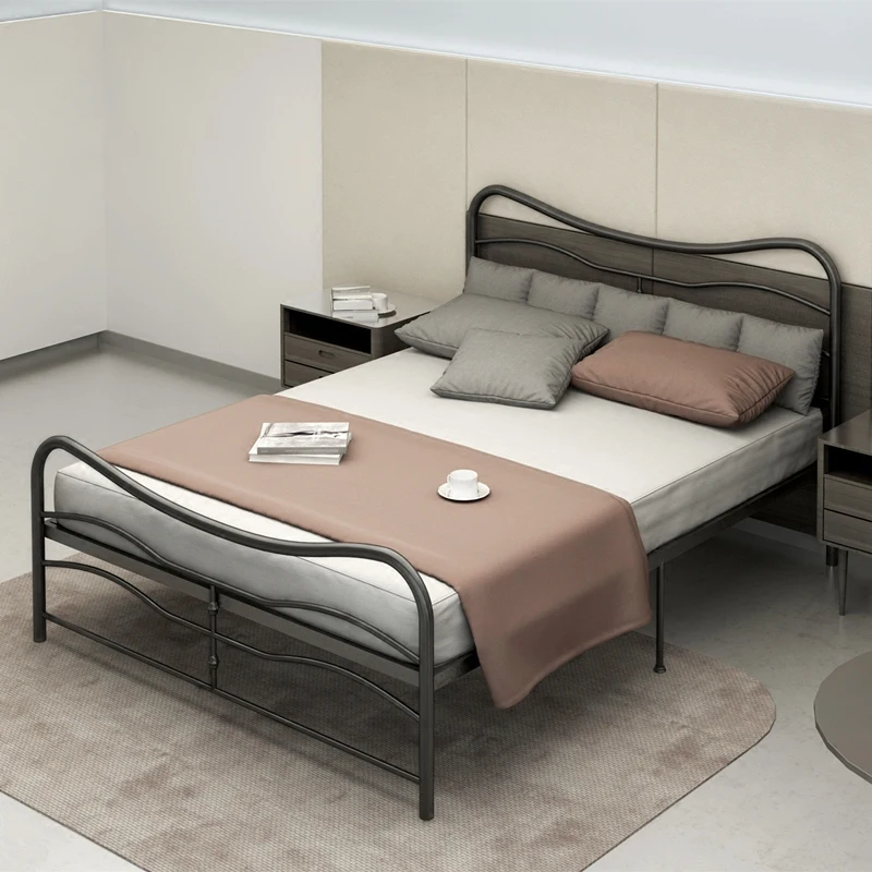 Modern contracted 1.8m iron art bed 1.5m adult double iron frame bed 1.2m single child princess bed iron bed Modern contracted 1.8m iron art bed 1.5m adult double iron frame bed 1.2m single child princess bed iron bed