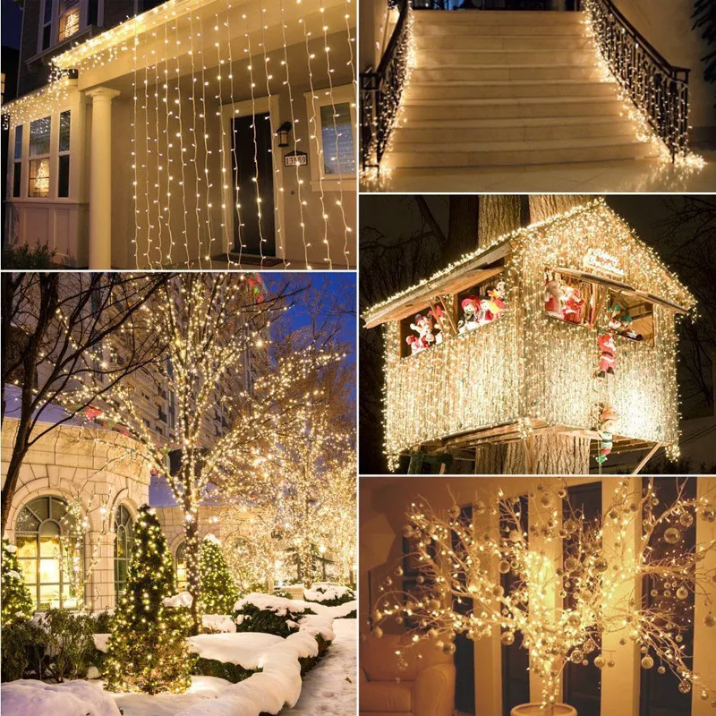 Гирлянда 200 светодиодный 20 м Рождество/Свадьба/лампочки для праздника гирлянда AC 110 V 220 V наружный водонепроницаемый светодиодный светильник 9 цветов светодиодный