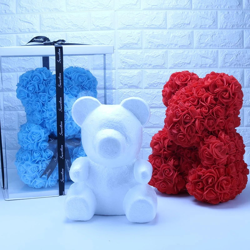 

2019 Foam Rose Bear Mold Embryo Mini PE Rose Flower DIY Handmade Wedding Valentine's Day Lovers Birthday Party New Year Gift