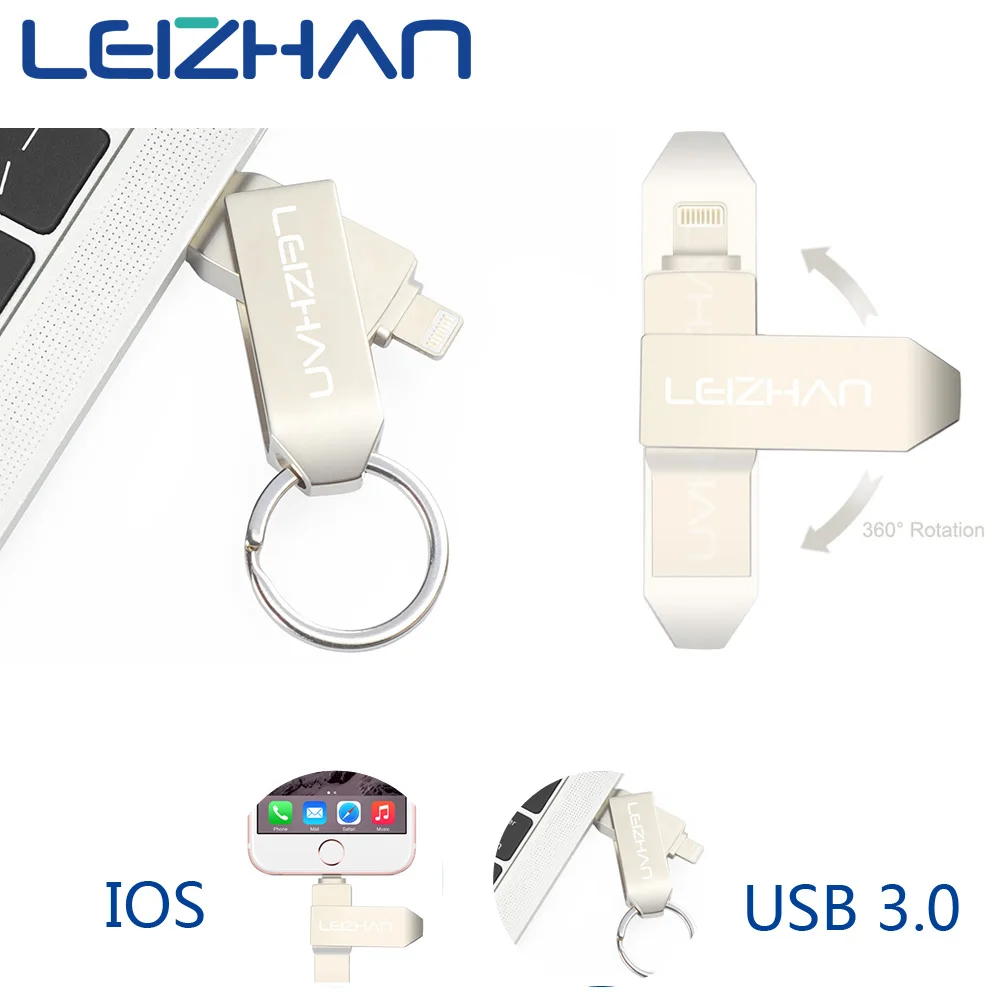 Leizhan OTG USB флэш накопитель Флешка 3 0 128 Гб 64 ГБ 32 16 высокоскоростной флеш Lightning для