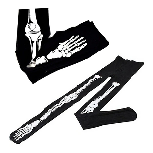 

autumn winter women sexy pantyhose 3d print skeleton bone creative tights Stovepipe skull terror scary stocking Step Foot