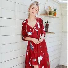 Пятнистое кимоно купальный халат для невесты, халат подружки невесты для женщин, 2 предмета, ночное белье, летняя шелковистая ночная рубашка с принтом, ночная рубашка