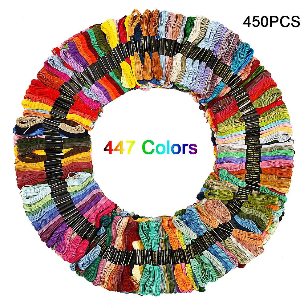 

450pcs/447 Colors Similar DMC Cross Stitch Floss DIY Sewing Skeins Embroidery Thread Floss Kit Sewing Tools
