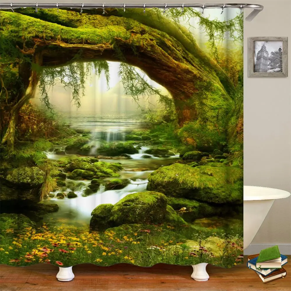 Bathroom Shower Curtain Nature Landscape Shower Curtains Jungle Trees