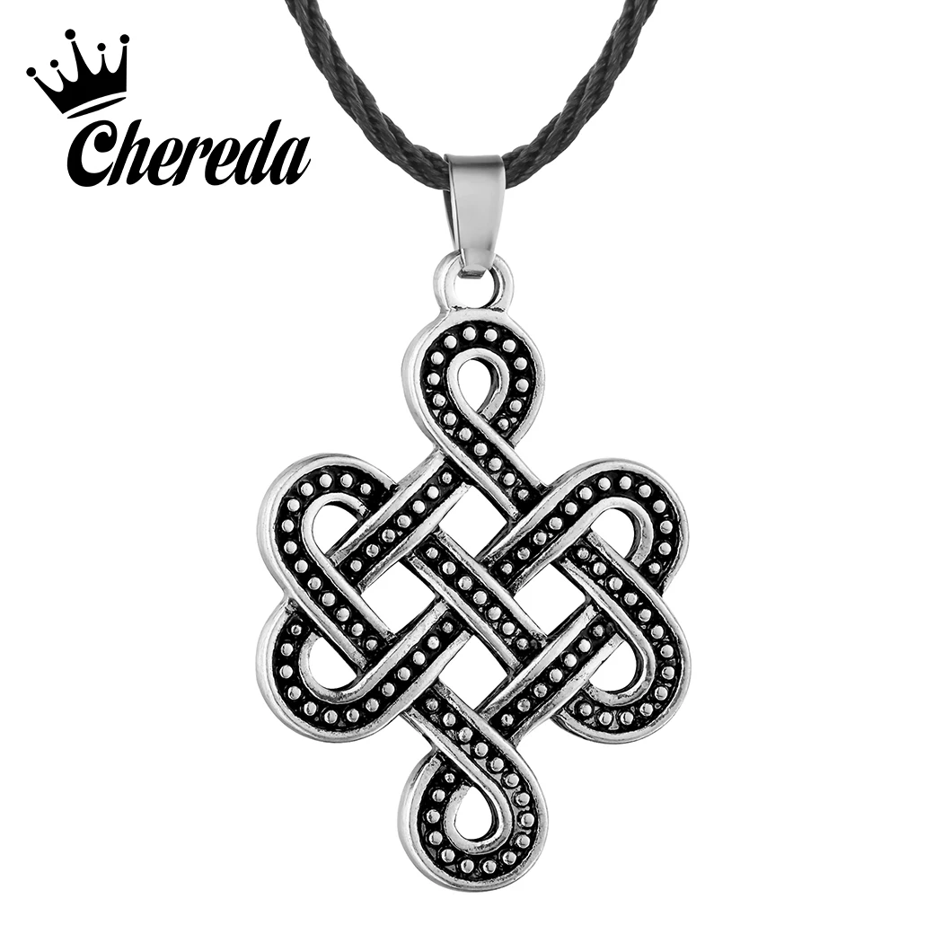 

Chereda Hollow Infinity Knot Necklace Vintage Men Classic Pendants Handmade Women Everyday Jewelry Trendy Bar Friendship Choker