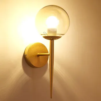 

Decor Nordic Foyer LED Wall Lamp Glass Ball Art Bathroom Bedside Aisle Mirror Cafe Sconce LED Wall Light Fixtures Free Shipping