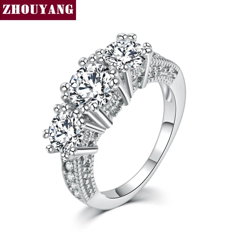 

Silver Color Cubic Zirconia Bijoux Fashion Wedding & Engagement Ring Jewelry For Women As Promise Gift ZYR497
