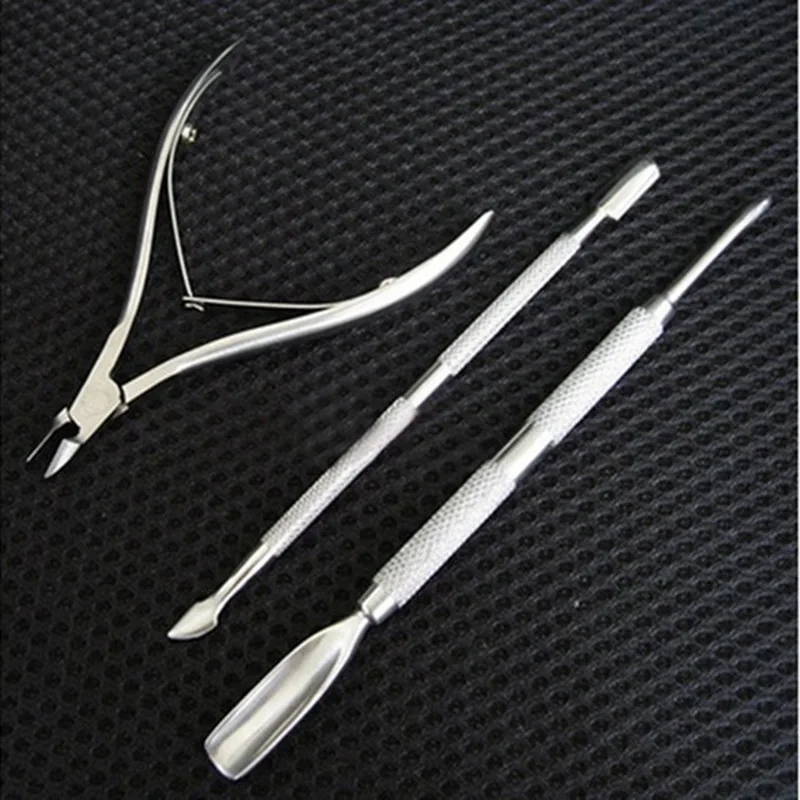 

Swagpick 3PCs/Set Clipper & Trimmer Nail Art Manicure Tools Nail Cuticle Scissors Pushers Stainless Steel Dead Skin Remover