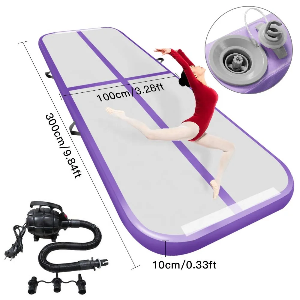 

Free Pump ! New Purple Color Inflatable Gym Mat 3m*1m*0.1m Tumbling Track For Gym DWF Air Floor Air Mat For Kids And Adults
