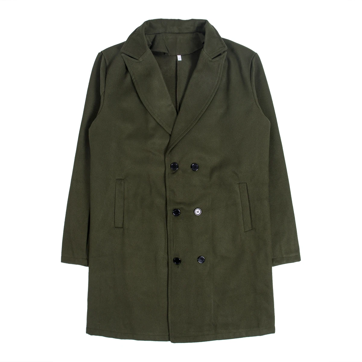 Теплое осенне-зимнее красивое британское мужское шерстяное пальто Зимняя верхняя одежда с отворотом теплое розовое черное серое армейское зеленое бежевое длинное пальто - Цвет: Армейский зеленый