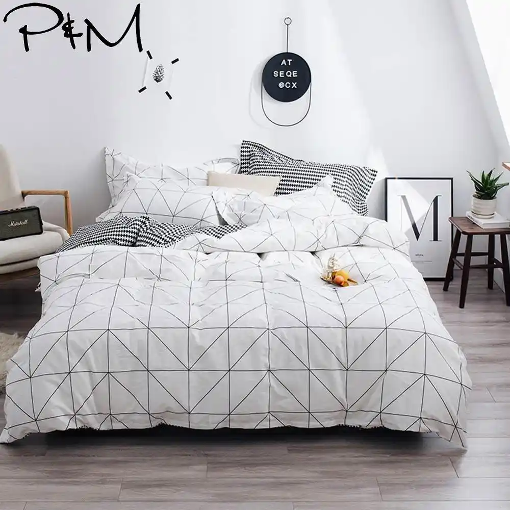 2019 Black Lines Geometric Scandinavian Duvet Cover Set Twin Queen King Size Cotton Bedding Set Flat Sheet Bedlinens Bed Cover Bedding Sets Aliexpress