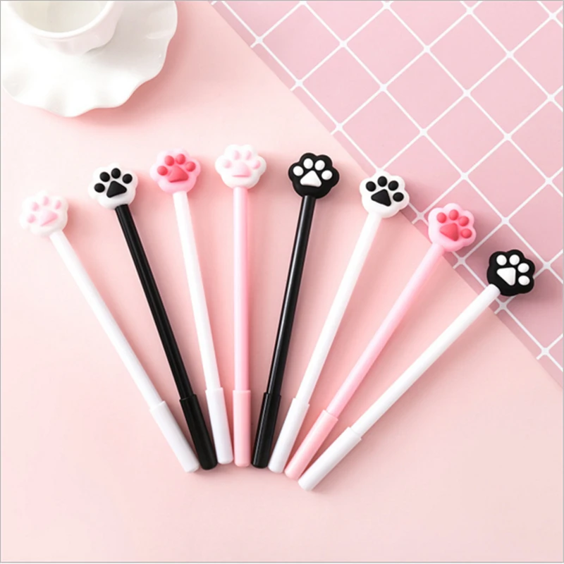 

Soft Cute animal Cat Paw Pink black Heart Gel Pens Signature Escolar Papelaria School Office Supply Promotional Gift stationery