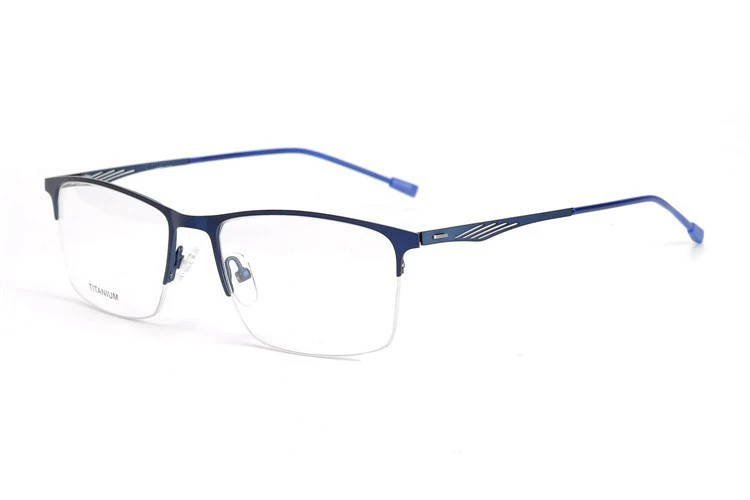 Титановые очки, оправа для мужчин, сверхлегкие квадратные очки для близорукости по рецепту,, мужские, металлическая, полная, оптическая оправа, без винтов, P8836 - Цвет оправы: Синий