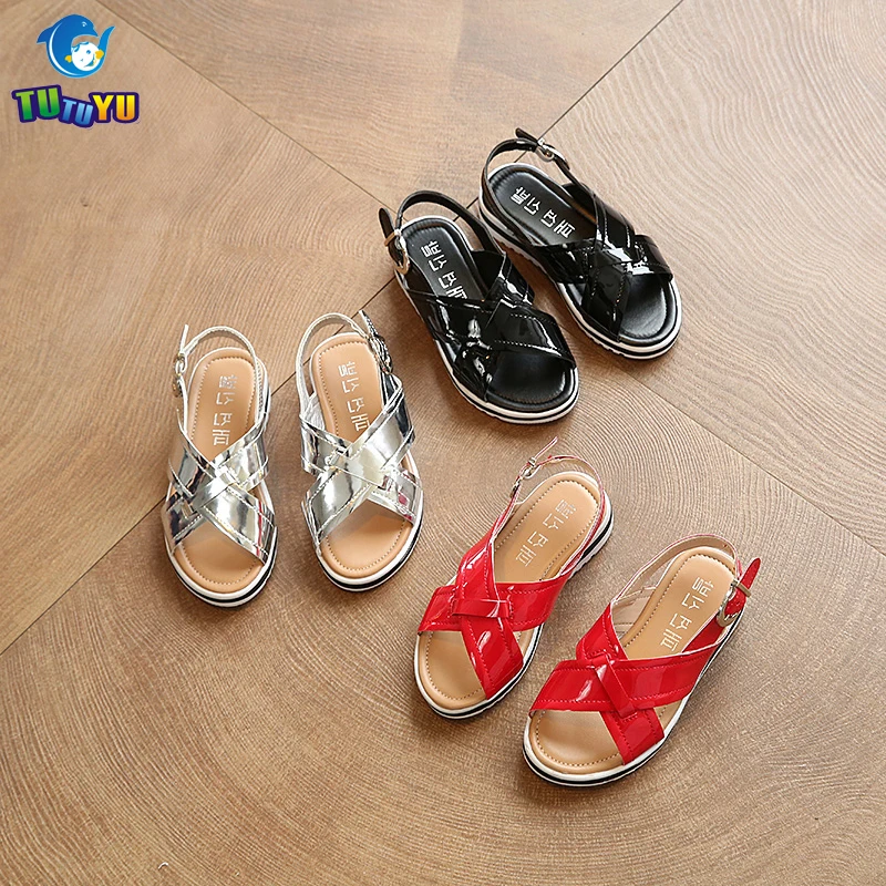 TUTUYU Baby Girls Sandals PU Princess Flats Children Sandals Kids
