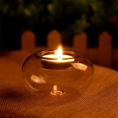 

1Pcs Clear Round Hollow Heat Resistant Glass Crystal Candle Holders Case Container Candlestick Candler Holder 8/10/12CM