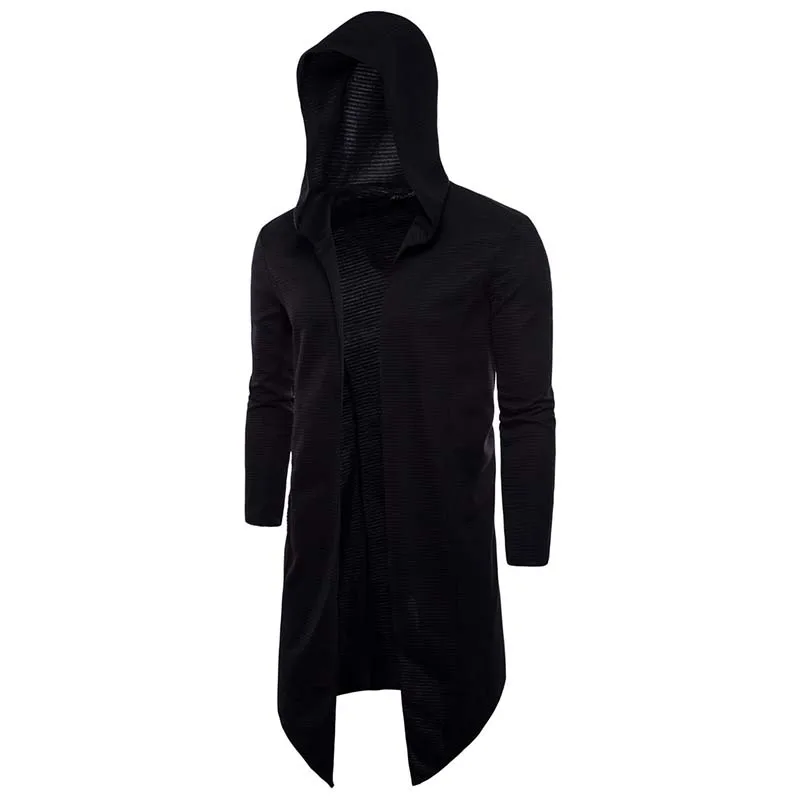 

Oversized Hoodies Sweatshirts for Men Autumn Spring Hip Hop Black Hooded Trench Coat Cardigans Slim Fit Casual Knitted Coat