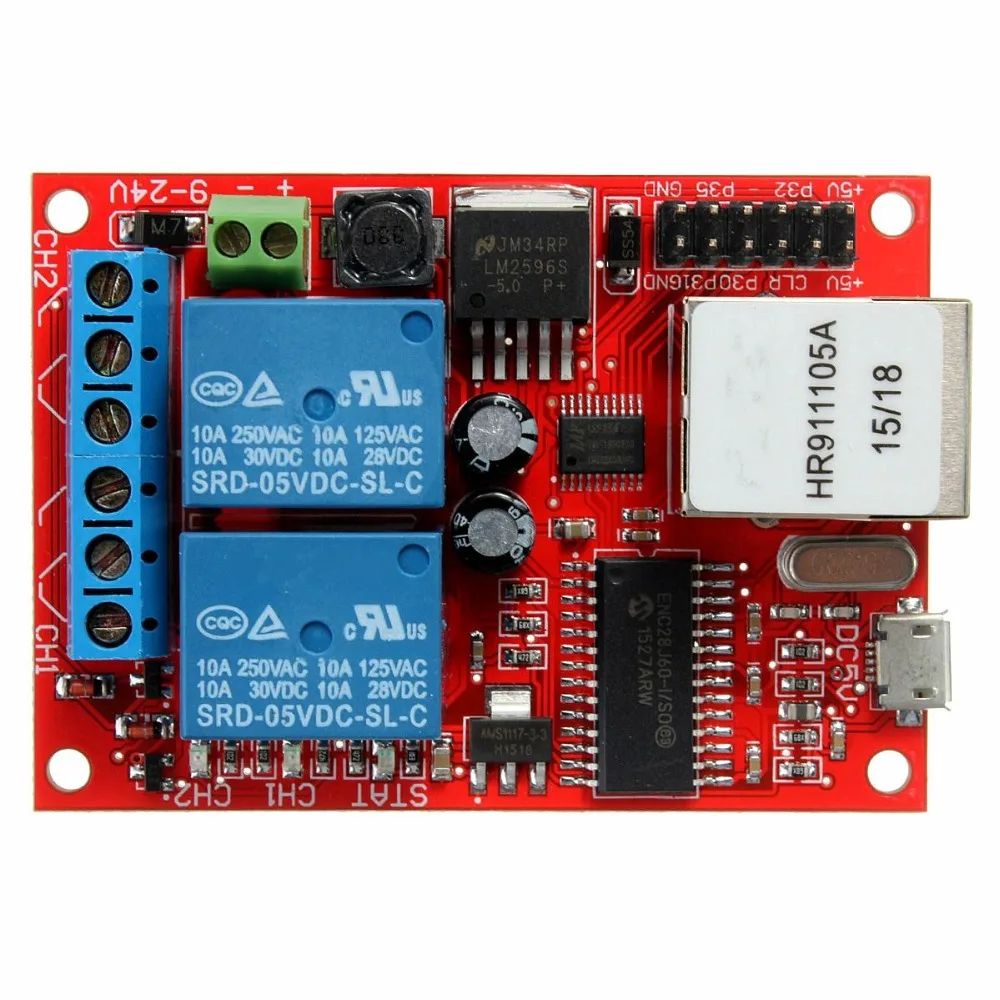Neue Ankunft Elektronische kit Platine LAN Ethernet 2-wege Relaiskarte Verzögerung Schalter TCP/UDP Controller Modul WEB server