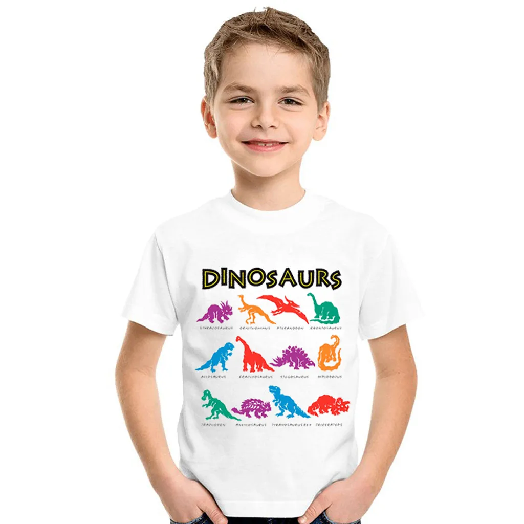 Летняя футболка для мальчиков футболки для маленьких девочек, футболка с динозавром для девочек, хлопковые детские футболки для мальчиков, Детские футболки Детские топы
