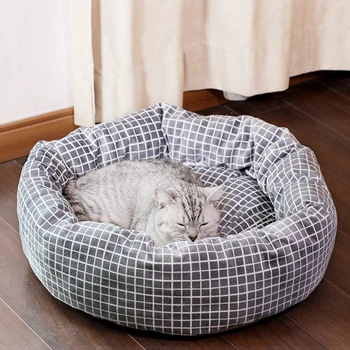 

HEYPET 1 PCS Round Cotton Cat Bed Pet House Soft Cat Mat Dog Bed for Small Dogs Cats Nest Winter Warm Sleeping Bed Puppy Mat