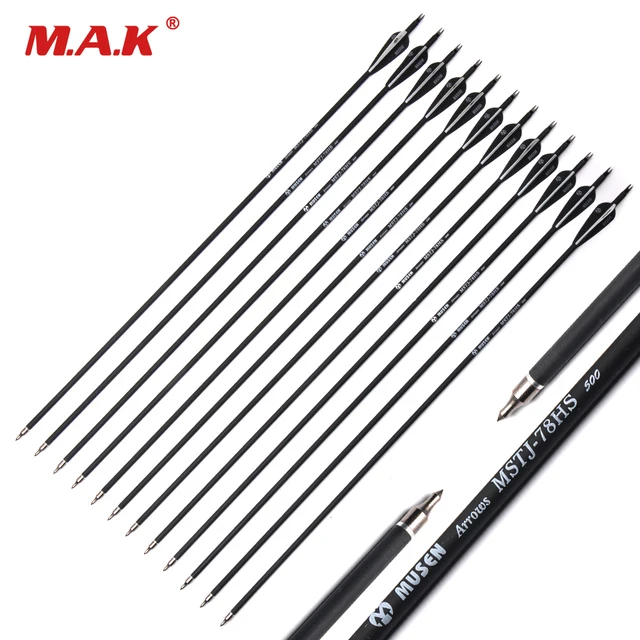 US $415.00 500pcs Wholesale Arrow Screw Spine500 with Black Feather Carbon Arrow Recurve 