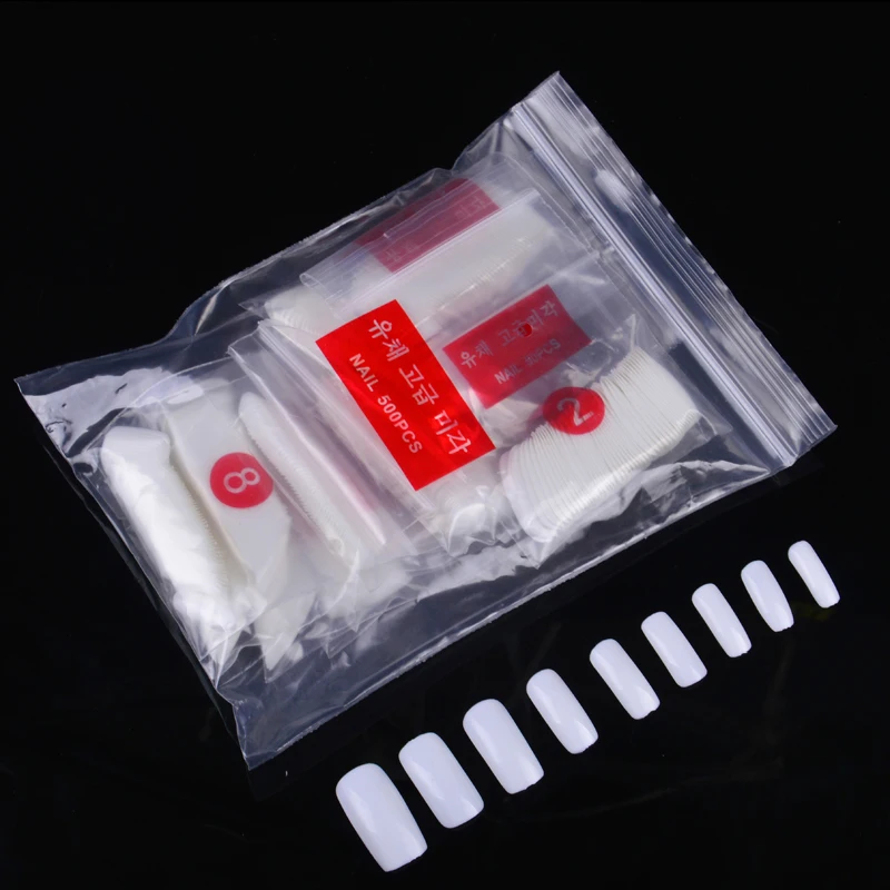 

500 Pcs/Pack Full Nail Tips White French Acrylic Artificial False Nails Nail Art Decoration Accessories For Nail DIY Art Salon