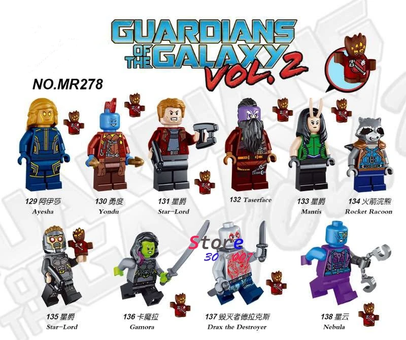 

Single super heroes marvel Guardians of the Galaxy Vol. 2 Rocket Yondu building blocks toys for children kit brinquedos
