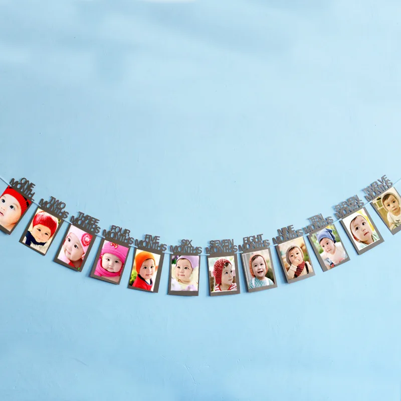 12 шт./компл. DIY Фотоальбом ежемесячный месяцев бумажный Баннер 1 год фото стенд