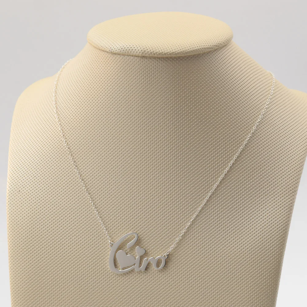 

Custom Personalized Name Necklace Romantic Double Heart Pendent Necklace 925 Solid Silver Jewelry Unique Gift