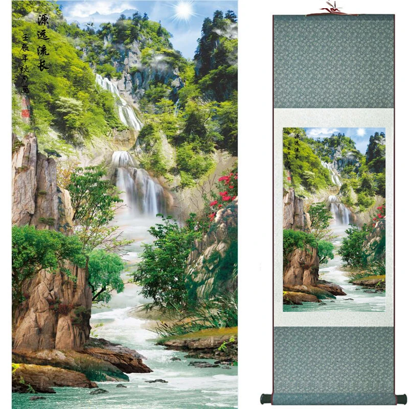 Koop Mountain en rivier schilderen Thuis Kantoor Decoratie Chinese rolschildering mountain en Rivier schilderen TX2017122109