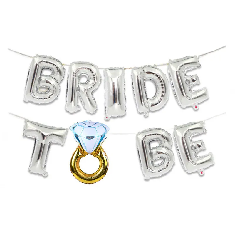 Свадебные душ 16 дюймов цвета: золотистый, серебристый буквы "Bride to be" Фольга шарики кольцо с бриллиантом на воздушном шаре для курица вечерние свадебные сувениры класс A, B - Цвет: Slive Diamond