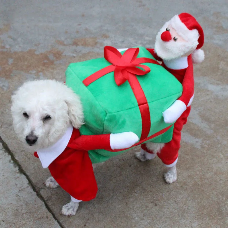 Kimhome собака одежда для маленьких Товары для собак зимнее пальто из хлопка собака Рождественский костюм для средних и крупных Товары для собак нести подарок ПЭТ одежда