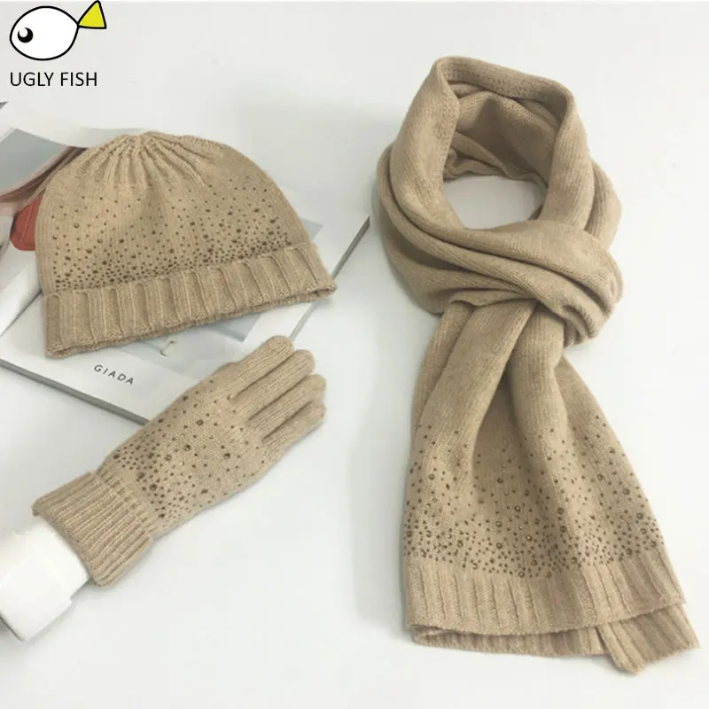 

hat scarf set Scarf, Hat & Glove Sets knitted winter hat and scarf woman with diamond