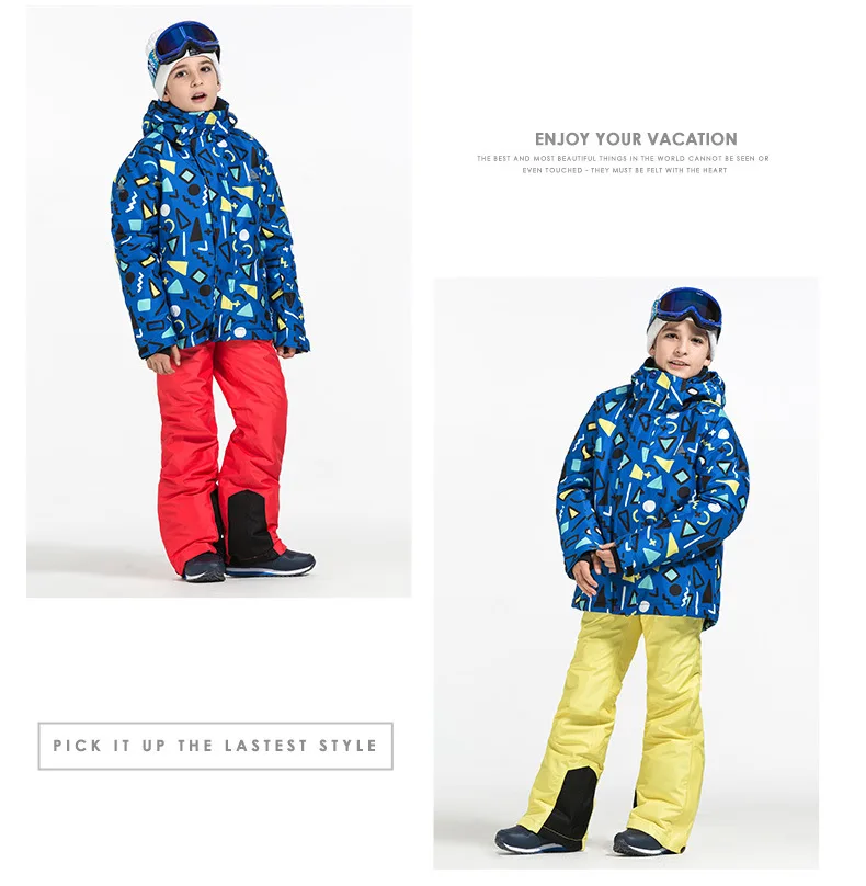 Векторные зимние детские лыжные штаны, теплые непромокаемые лыжные штаны для мальчиков и девочек, детские лыжные штаны, лыжная одежда, SKI70017