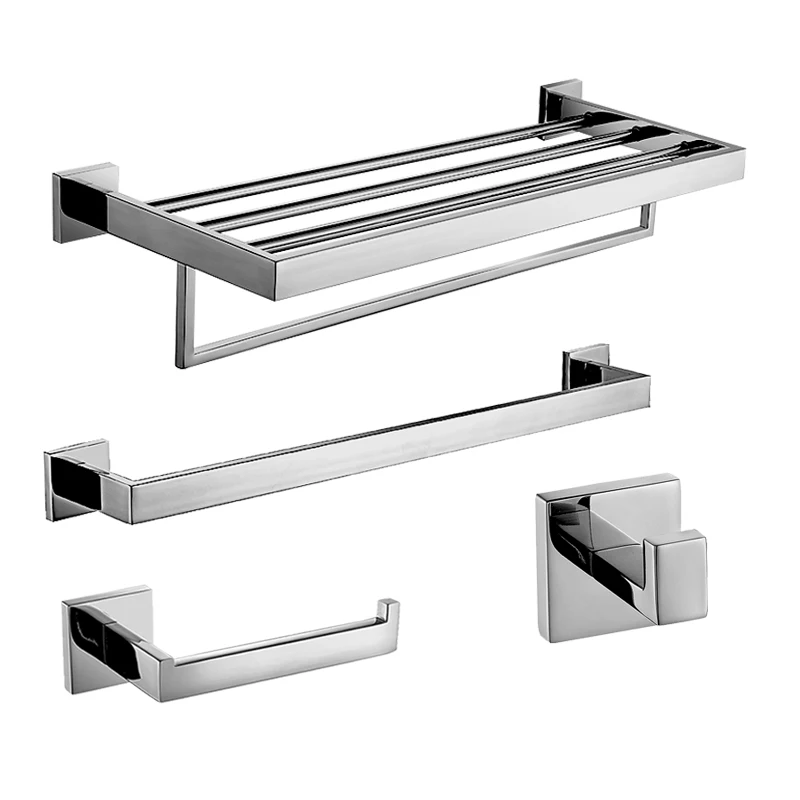 Günstige AUSWIND Edelstahl Quadratische Basis Bad hardware Gesetzt Wand Bad accessoires Set Moderne