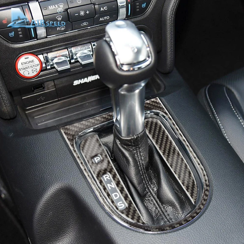 Najtaniej Airspeed Carbon Fiber Car Gearshift rama panelu pokrywa naklejki dla Ford Mustang 2015 2017 akcesoria samochodowe naklejki samochodowe stylizacja