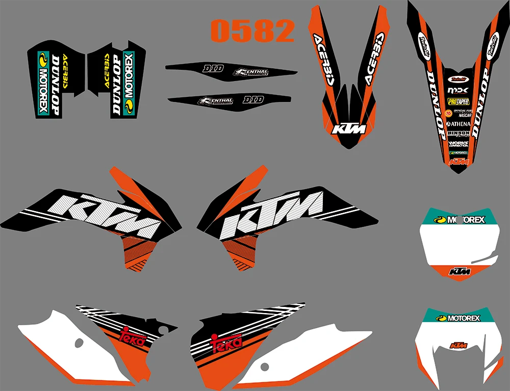 

0582 NEW TEAM GRAPHICS WITH MATCHING BACKGROUNDS For KTM EXC XCW XCF-W 2014 2015 2016
